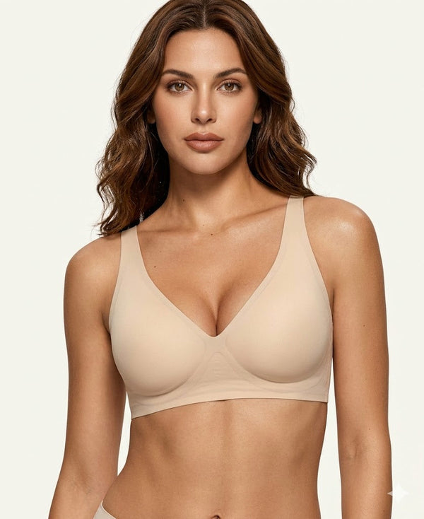Formiva® Womens Deep V Bras Wireless Comfortable Bra Supportive No Underwire Bras Tshirt Push Up Bralettes Plunge Seamless Bra