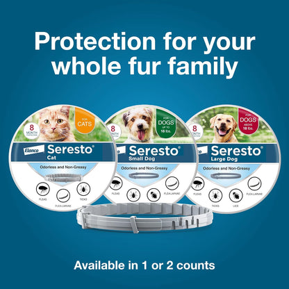 Summer Sale Seresto Flea and Tick Collar for Cats and Dogs Treatment & Prevention, Vet-Recommend, 8 Month Protection