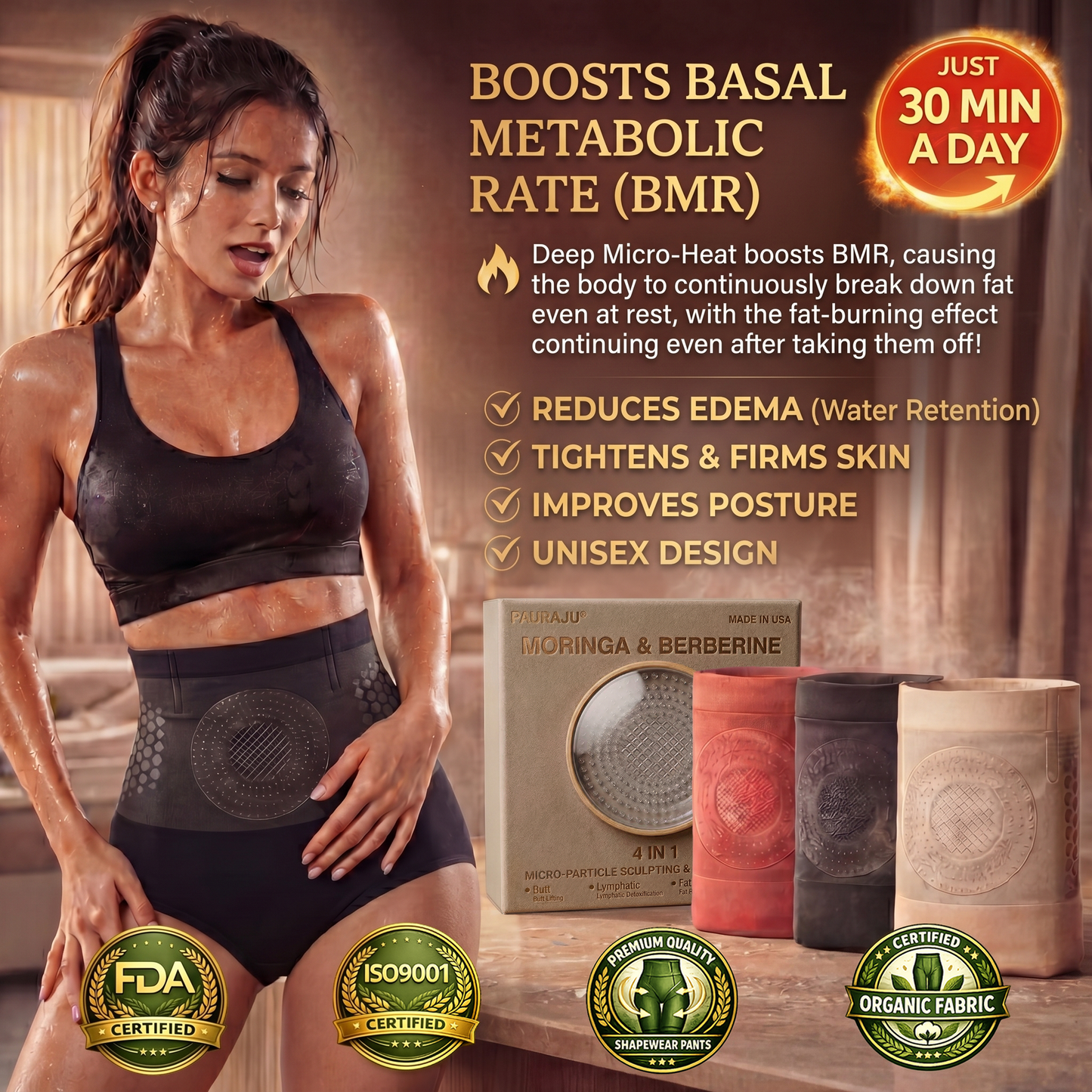 Formiva® Moringa & Berberine 4-In-1 Micro-Particle Sculpting & Fat-Burn Shorts