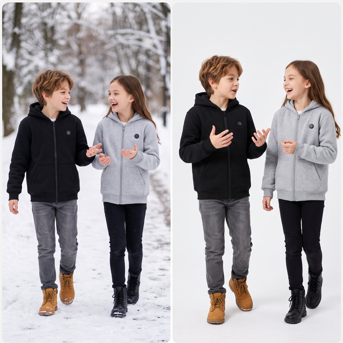Virelle™ Kids 7-Zone Smart Heated Hoodie | Electric Full-Zip Fleece Jacket for Boys & Girls