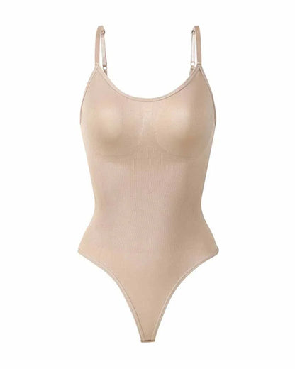 Formiva® Seamless Tummy Control Round Neck Thong Tank Top Body Shaper Bodysuits