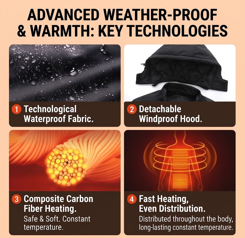Virelle™ 9-Zone Smart Heated Jacket | Waterproof Winter Coat for Hiking, Skiing & Hunting