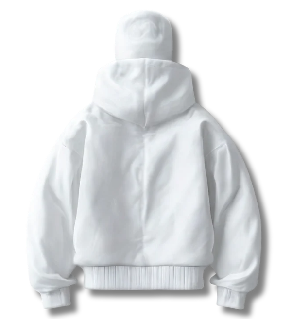 White heavyweight double-layered zip-up hoodie