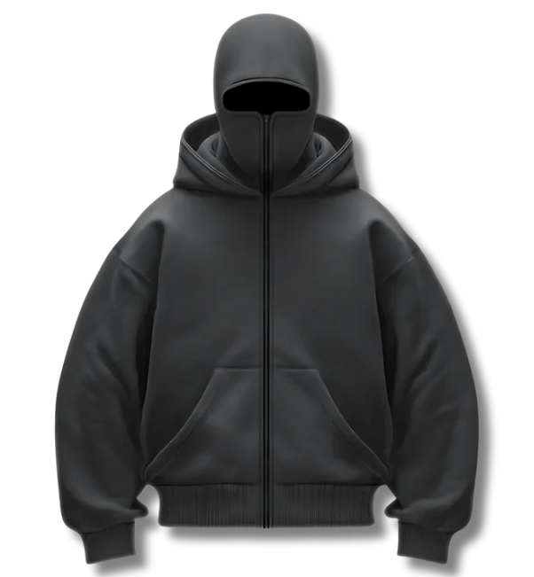 Grey heavyweight double-layered zip-up hoodie