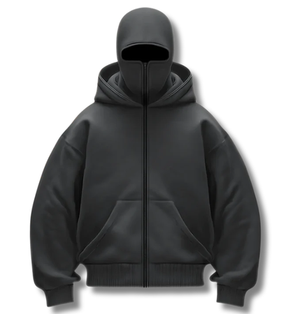 Grey heavyweight double-layered zip-up hoodie