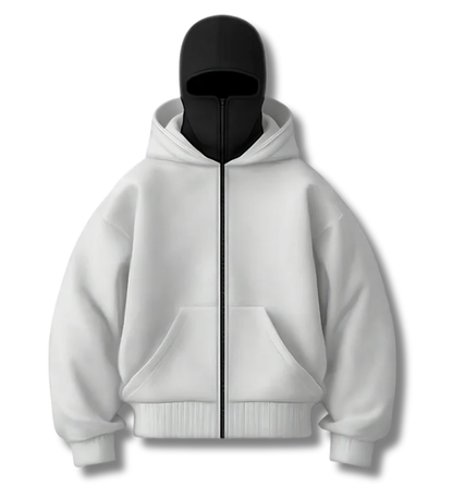 Light Grey heavyweight double-layered zip-up hoodie